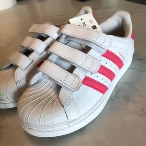 Adidas Superstar Kids Shoes White/Real Pink/Pink 3